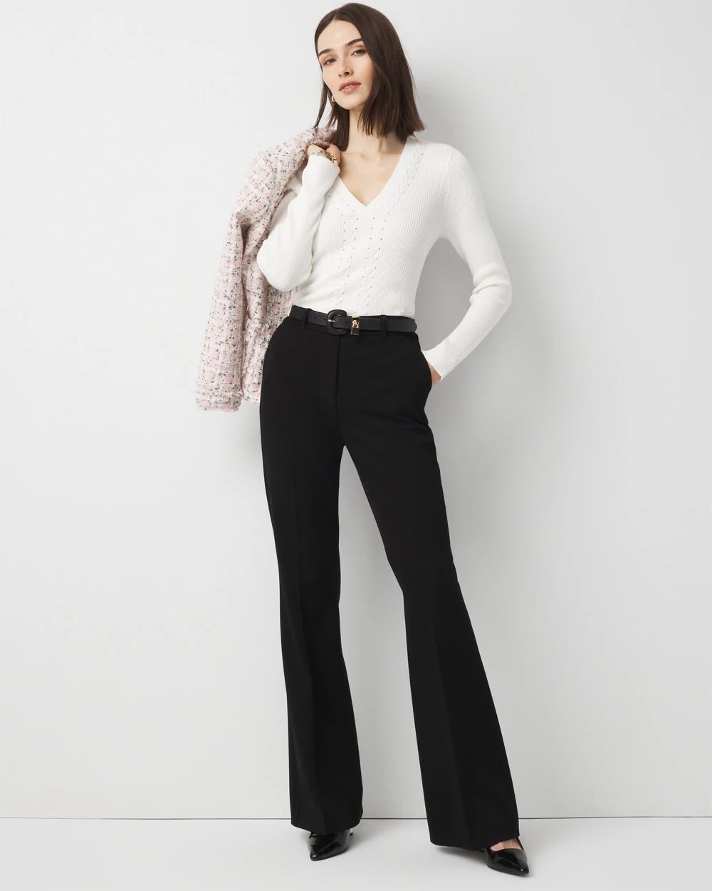 Rib Knit Pullover Sweater | White House Black Market